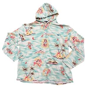 POLO RALPH LAUREN Mens Medium Floral Hawaiian Surf Bear Aloha Girl Hoodie